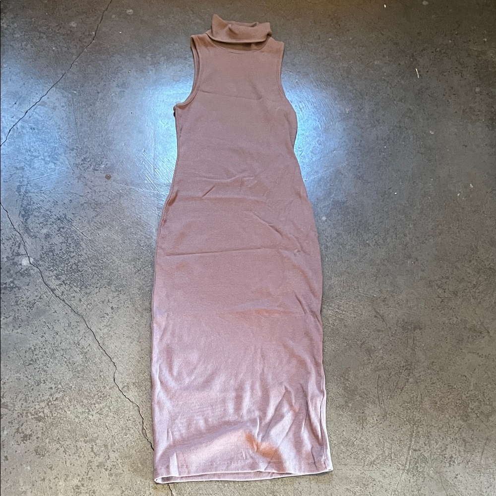 Zara Sleeveless Turtleneck Maxi Dress in Dusty Pink